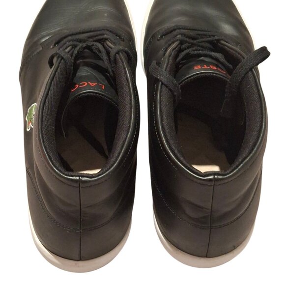 Men Lacoste Sneakers Asparta  Black Leather Mid Top Lace Up Shoe Sz 13 - Picture 2 of 8